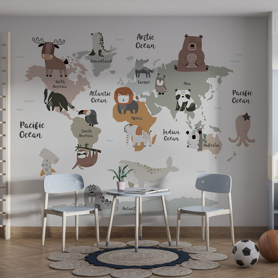 Een kaart van dieren met tekst