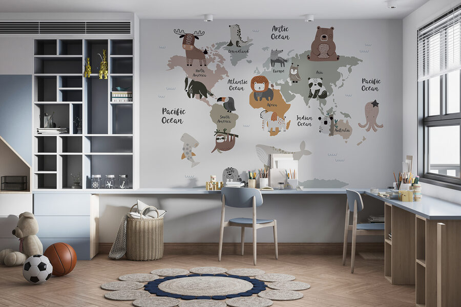 Een kaart van dieren met tekst