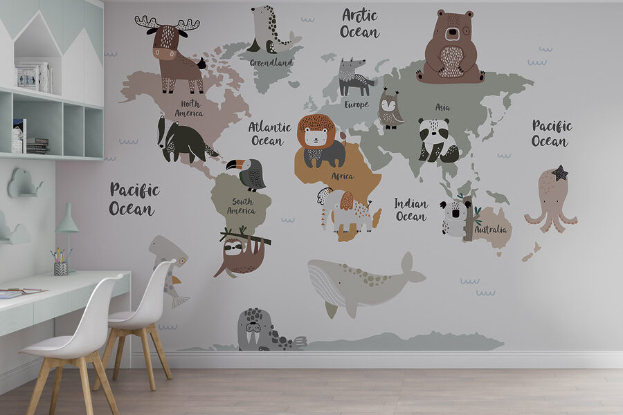 Een kaart van dieren met tekst