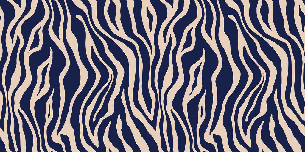 Een blauwe en witte zebraprint Een blauwe en witte zebraprint