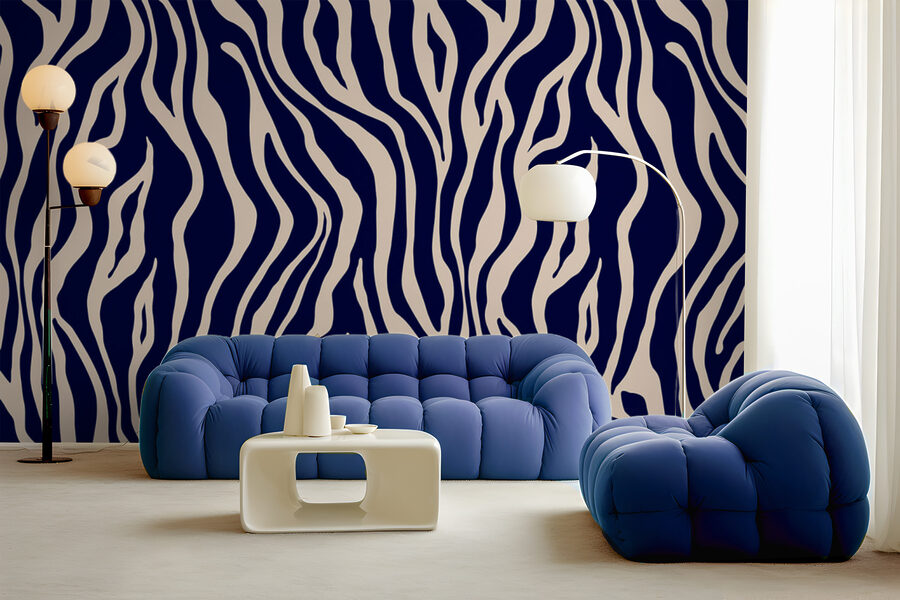 Een blauwe en witte zebraprint