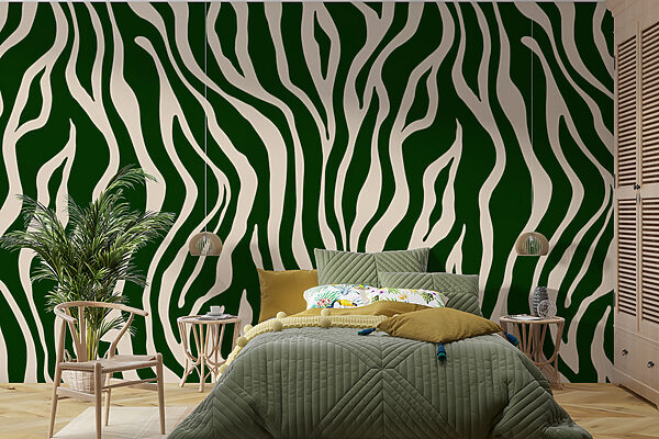 Een groene en witte zebraprint