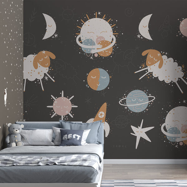 Een groep cartoonplaatjes van planeten en sterren Een groep cartoonplaatjes van planeten en sterren