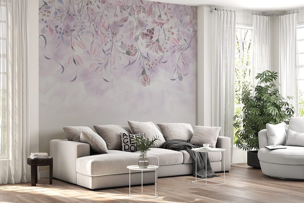 A purple and white floral design