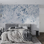 Fotobehang Een blauw en wit bloemmotief
