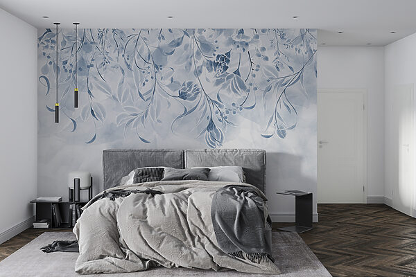 Een blauw en wit bloemmotief Een blauw en wit bloemmotief