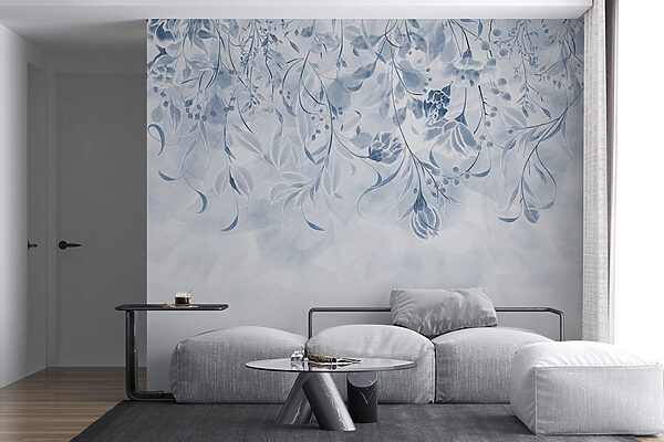 Een blauw en wit bloemmotief Een blauw en wit bloemmotief