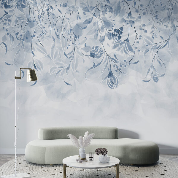 Een blauw en wit bloemmotief Een blauw en wit bloemmotief