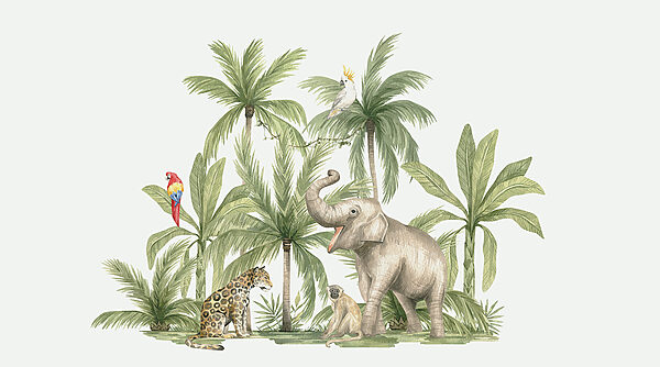 Een groep dieren in een jungle Een groep dieren in een jungle