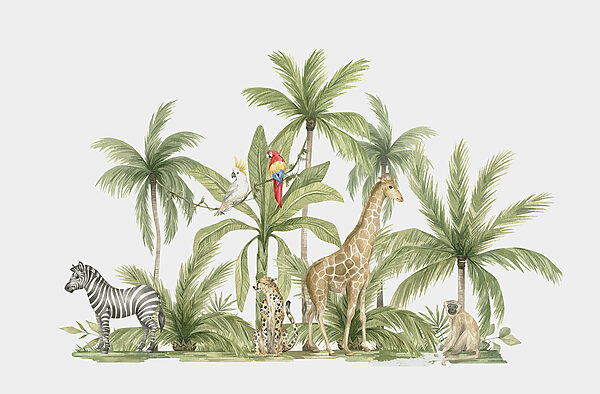 Een groep dieren in een jungle Een groep dieren in een jungle