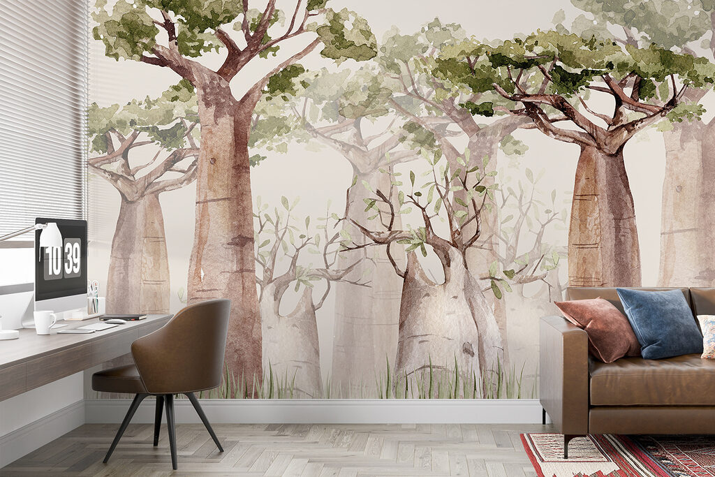 A group of trees with green leaves A group of trees with green leaves