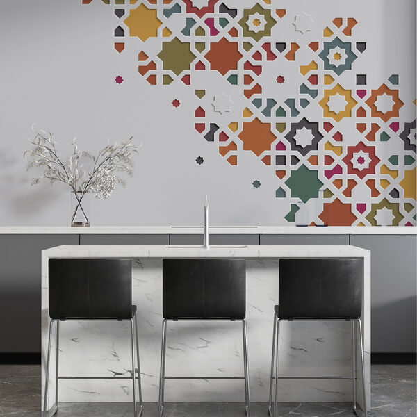 Een witte achtergrond met kleurrijk ontwerp Een witte achtergrond met kleurrijk ontwerp
