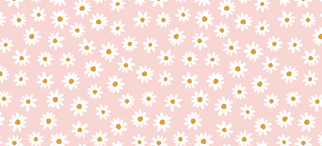 Een patroon van witte bloemen op een roze achtergrond Een patroon van witte bloemen op een roze achtergrond