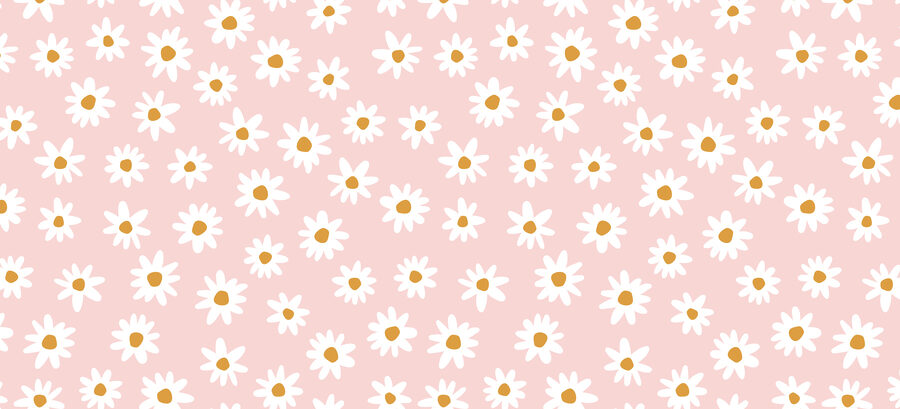 Een patroon van witte bloemen op een roze achtergrond
