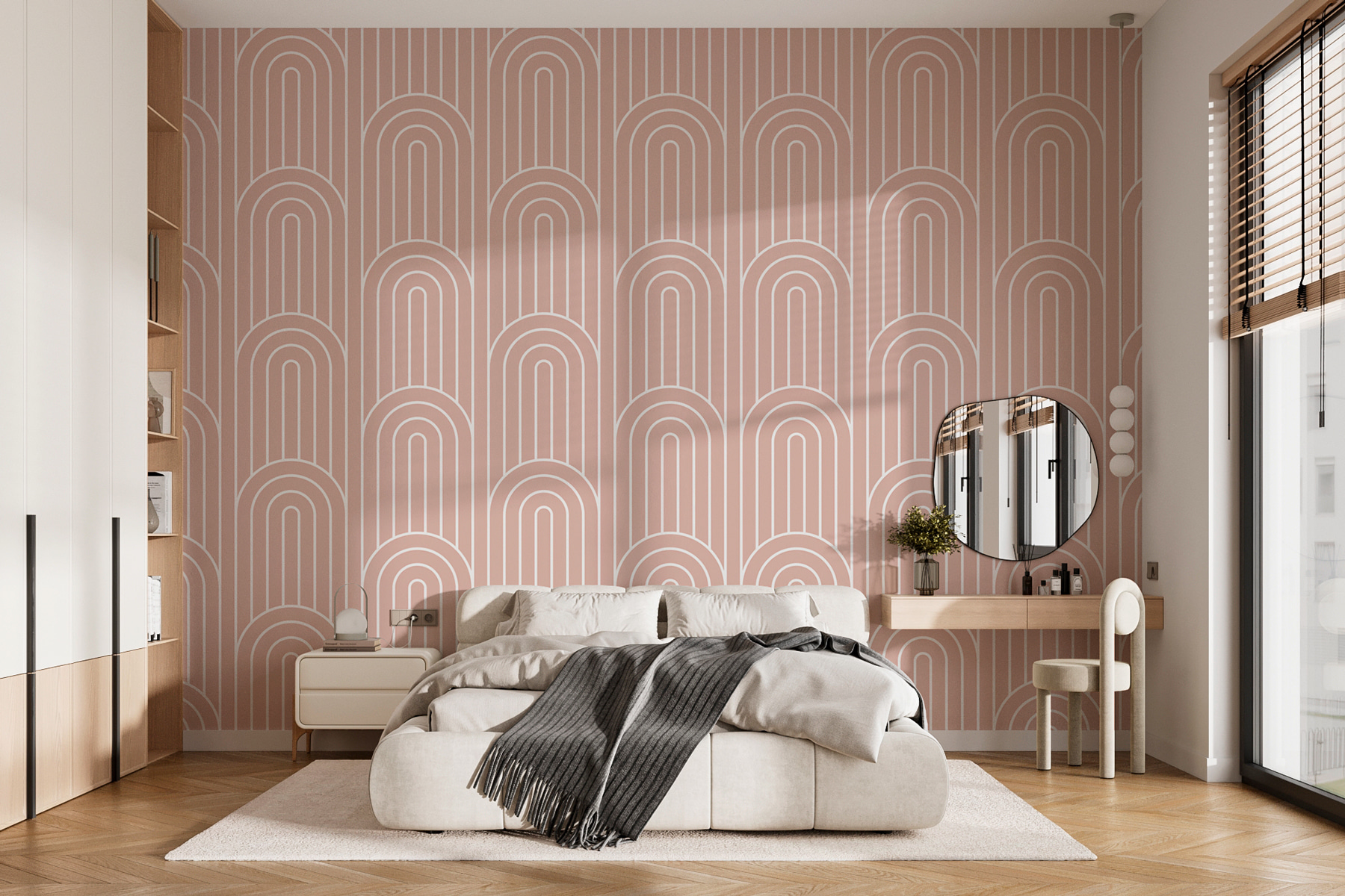 A pattern of white and pink lines