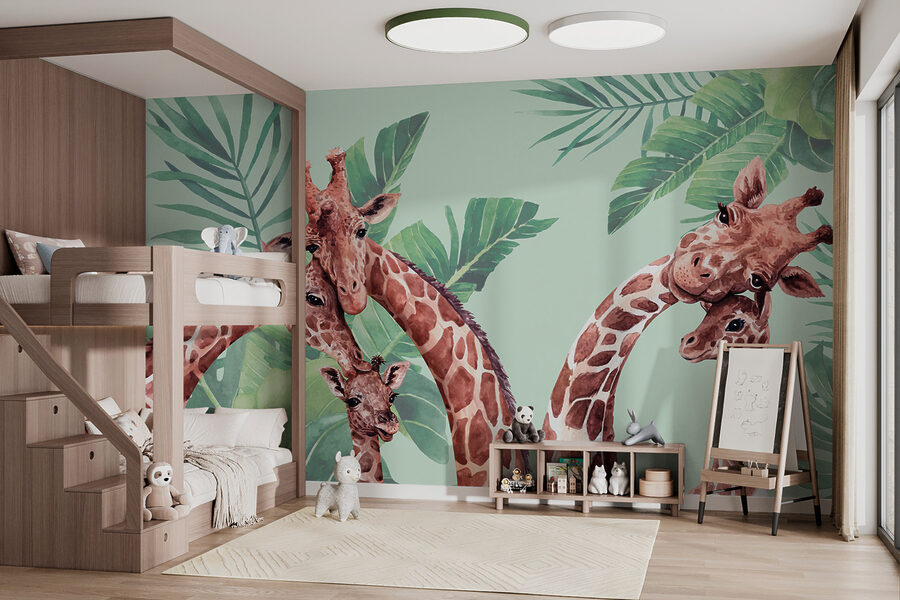 Een groep giraffen met hun hoofden bij elkaar Een groep giraffen met hun hoofden bij elkaar