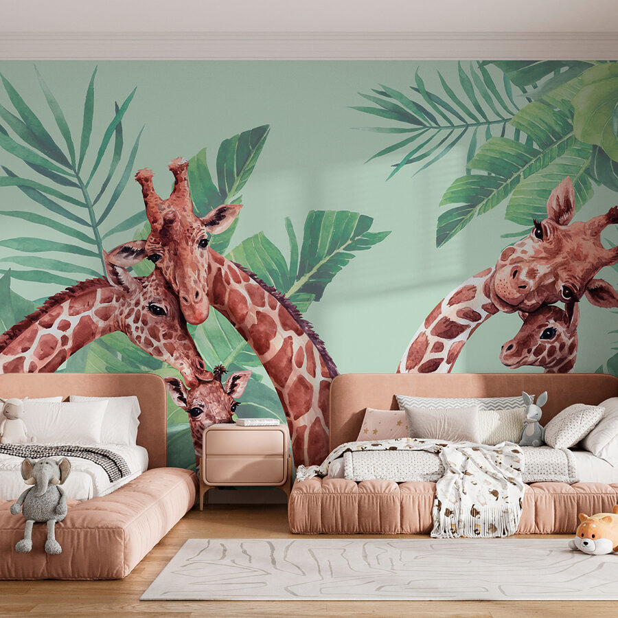 Een groep giraffen met hun hoofden bij elkaar Een groep giraffen met hun hoofden bij elkaar