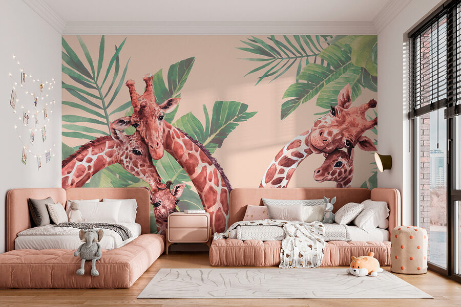 Een groep giraffen met lange nekken