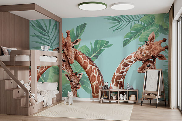 Een groep giraffen met hun hoofden bij elkaar Een groep giraffen met hun hoofden bij elkaar