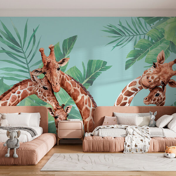 Een groep giraffen met hun hoofden bij elkaar Een groep giraffen met hun hoofden bij elkaar