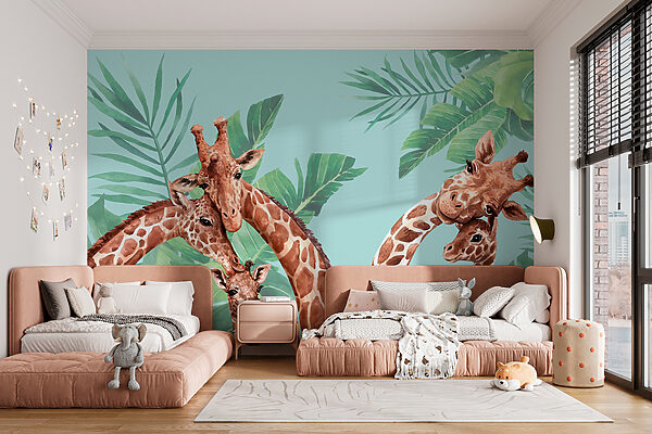 Een groep giraffen met hun hoofden bij elkaar Een groep giraffen met hun hoofden bij elkaar
