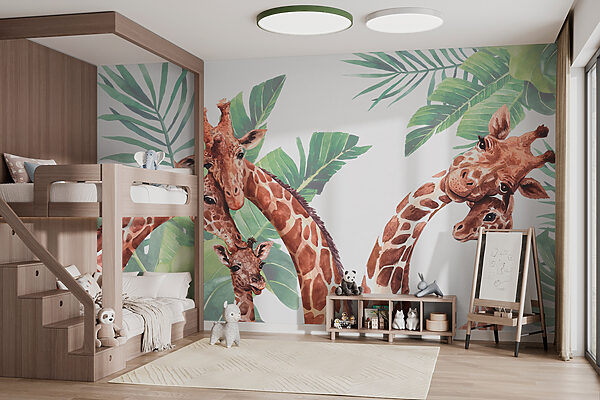 Een groep giraffen met hun hoofd voor bladeren Een groep giraffen met hun hoofd voor bladeren