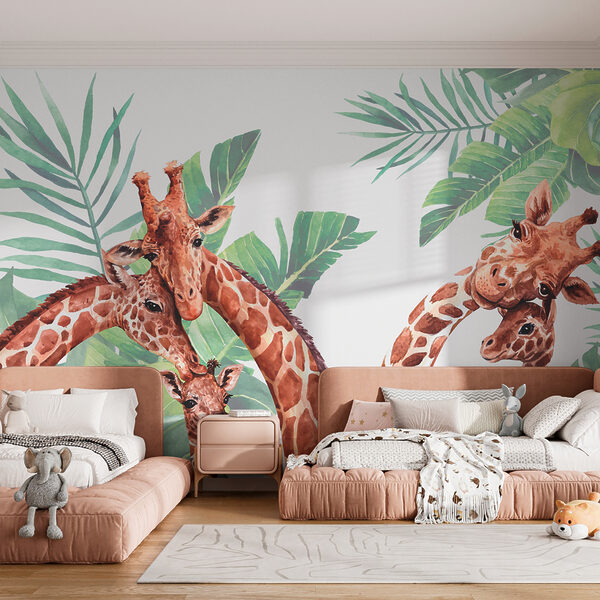 Een groep giraffen met hun hoofd voor bladeren Een groep giraffen met hun hoofd voor bladeren