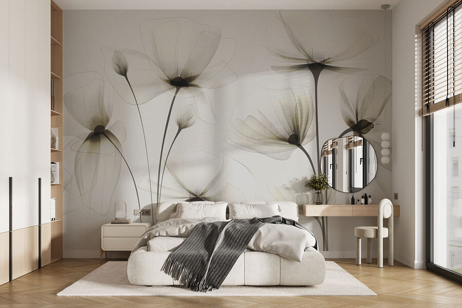 Transparante bloemen op een witte achtergrond Transparante bloemen op een witte achtergrond
