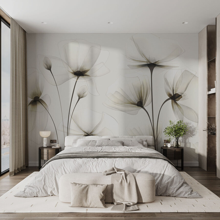 Transparante bloemen op een witte achtergrond Transparante bloemen op een witte achtergrond