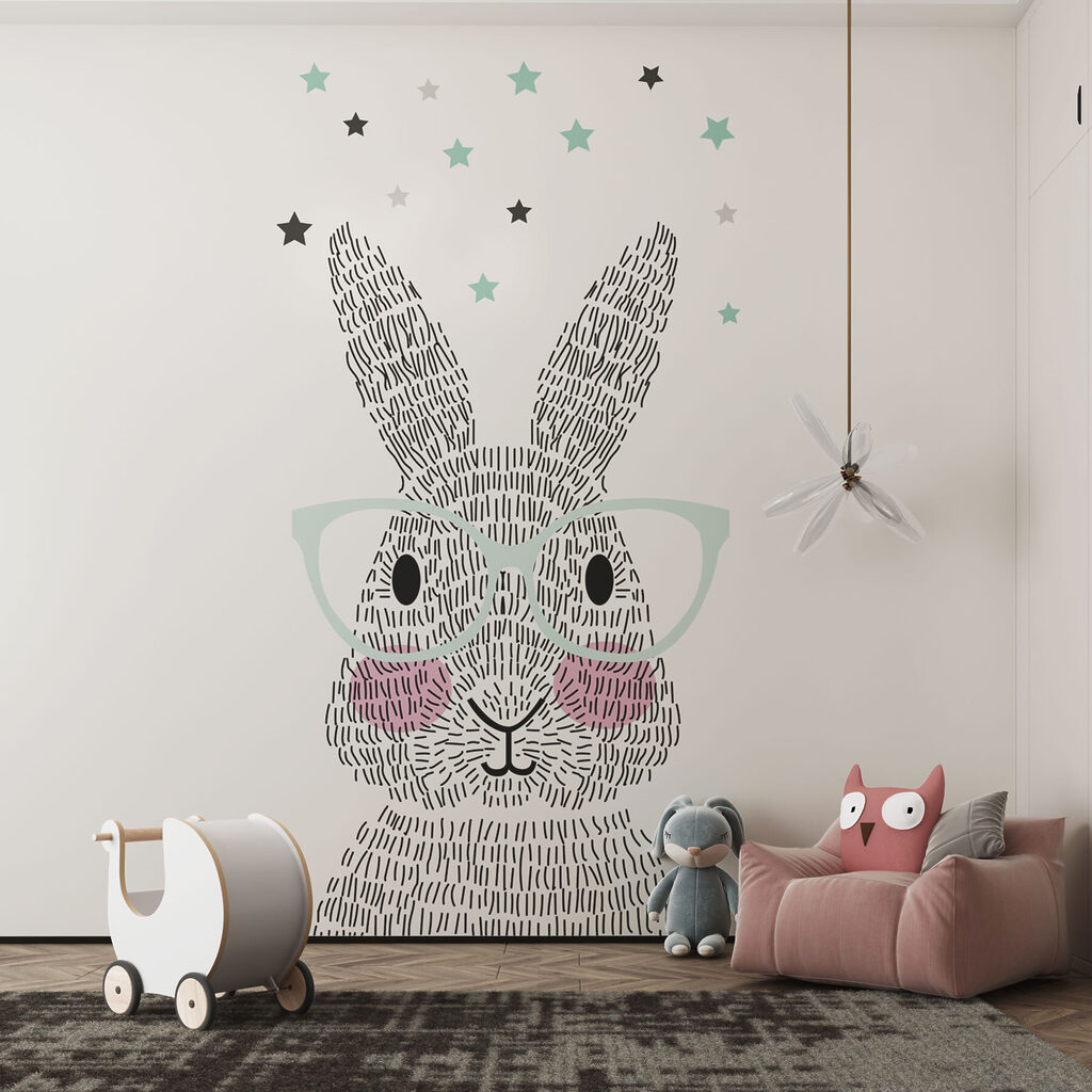 A rabbit wearing glasses