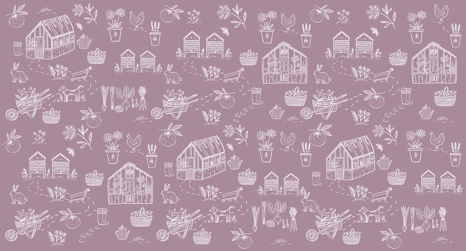 A pattern of farm items