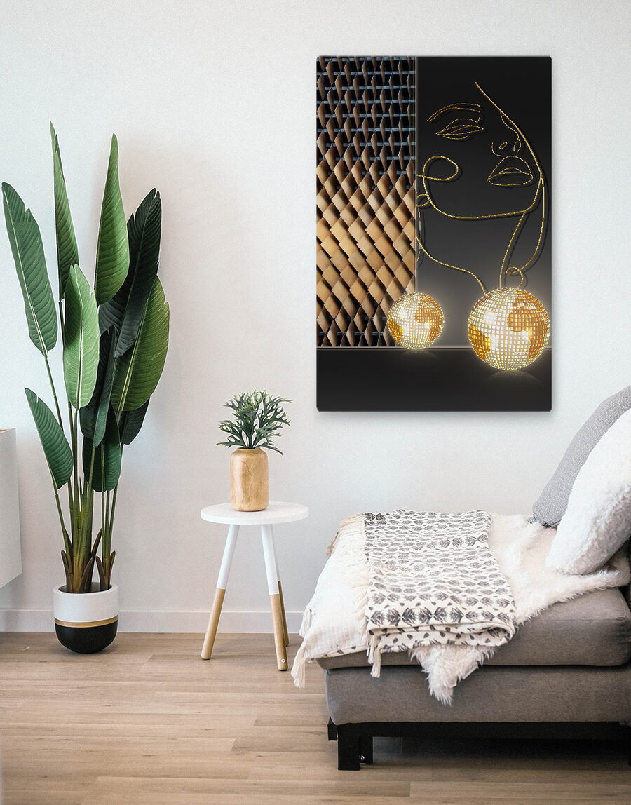 Artistieke illusie: gezicht en glinsterende lichten