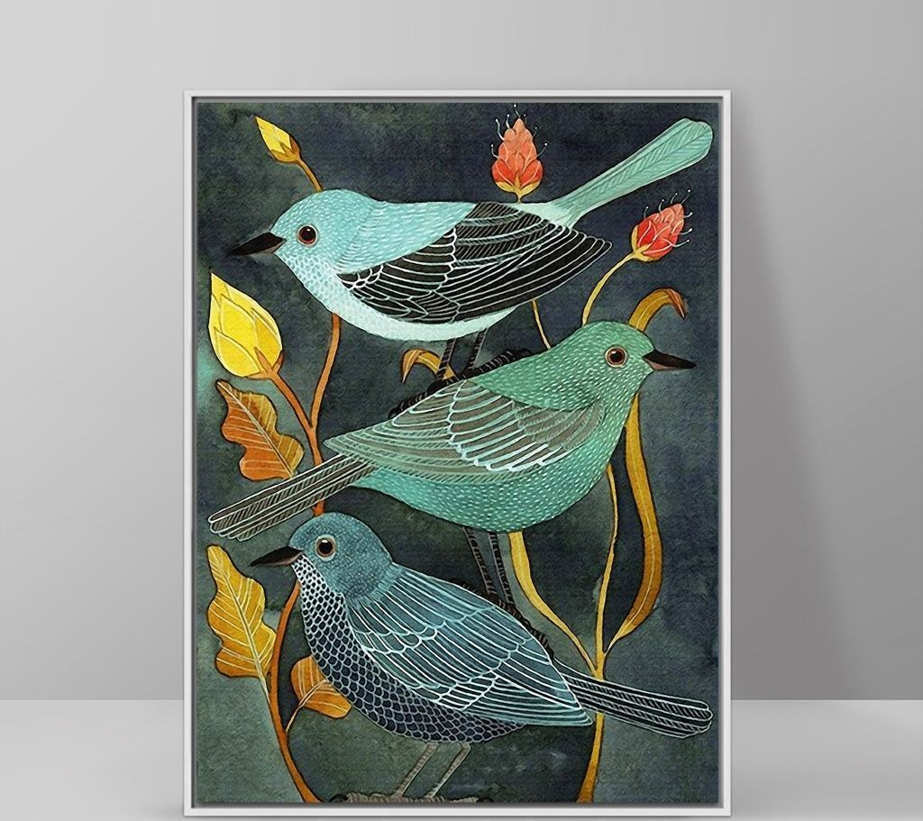 A group of birds on a plant