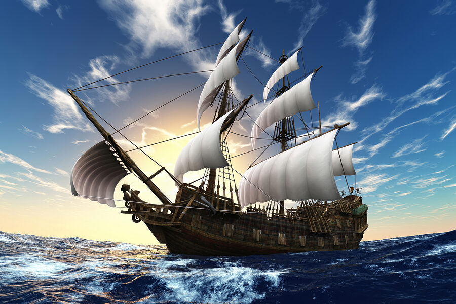 Een schip in het water