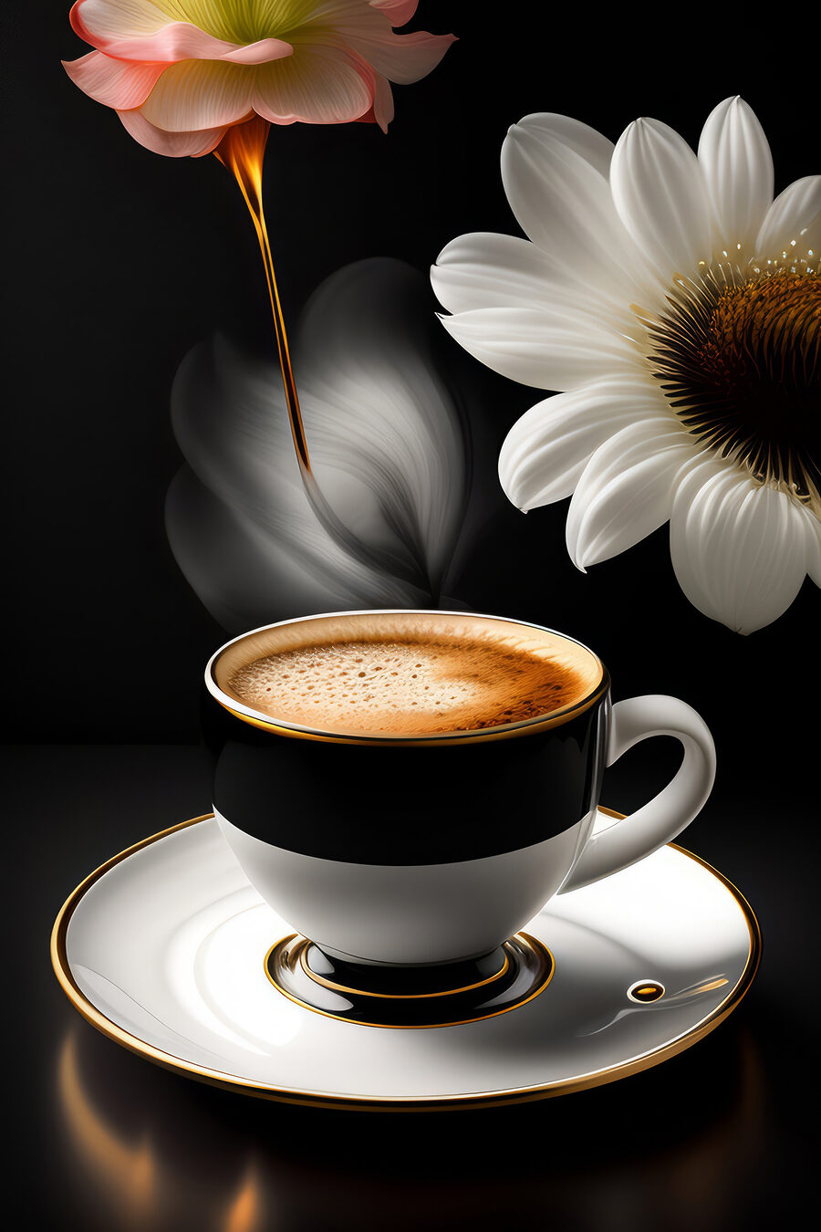 Een kopje koffie en een bloem Een kopje koffie en een bloem