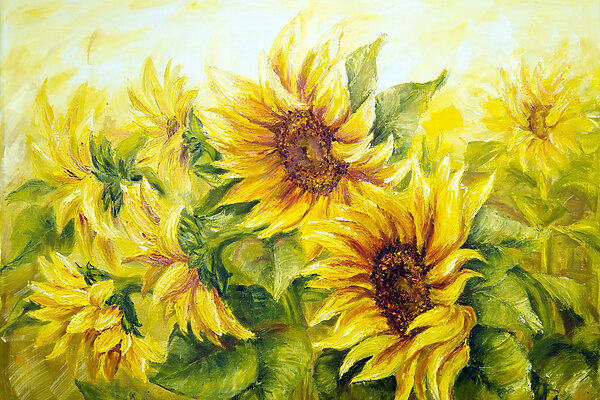 Een schilderij van zonnebloemen Een schilderij van zonnebloemen