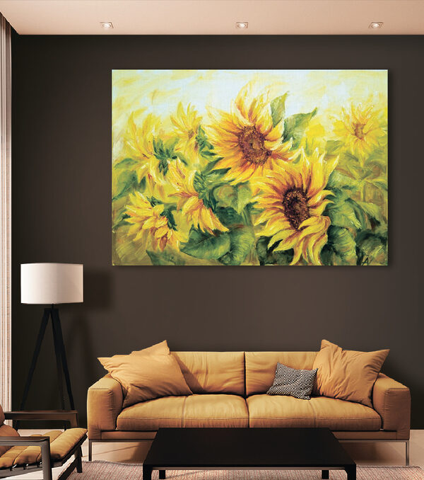 Een schilderij van zonnebloemen Een schilderij van zonnebloemen