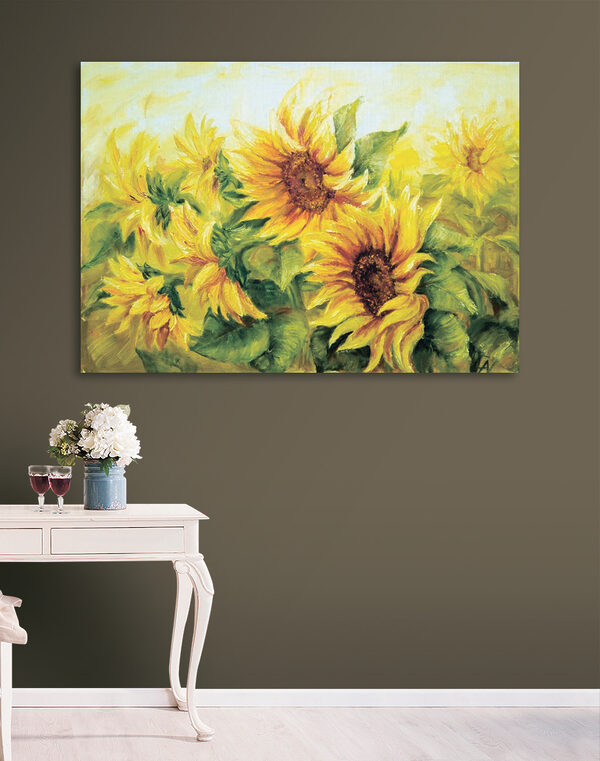 Een schilderij van zonnebloemen Een schilderij van zonnebloemen