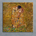 Canvas Schilderijen Een schilderij van een kussende man en vrouw