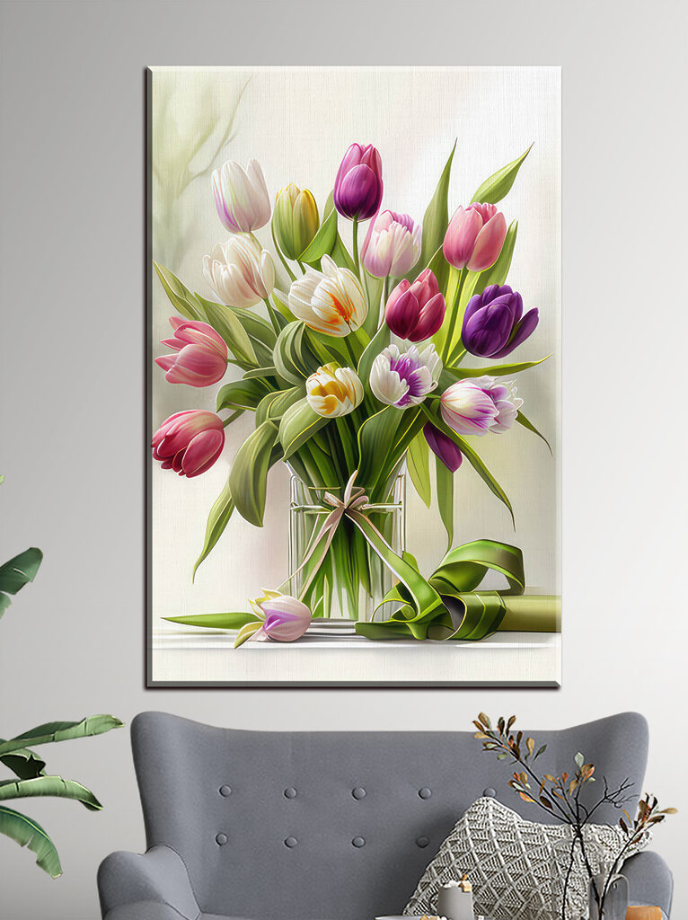 Een boeket tulpen in een glazen vaas s31219pig4m 766x1024 - Een boeket tulpen in een glazen vaas