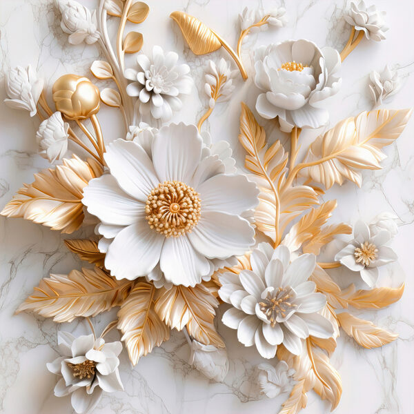 Elegant bloemmotief in crème en beige Elegant bloemmotief in crème en beige
