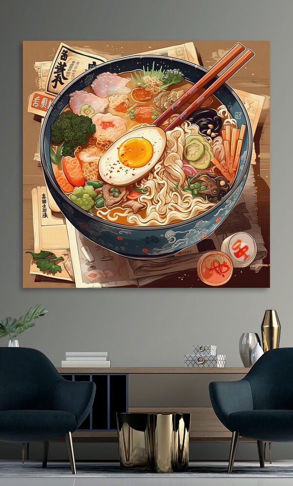 Een kom ramen met stokjes en een ei Een kom ramen met stokjes en een ei