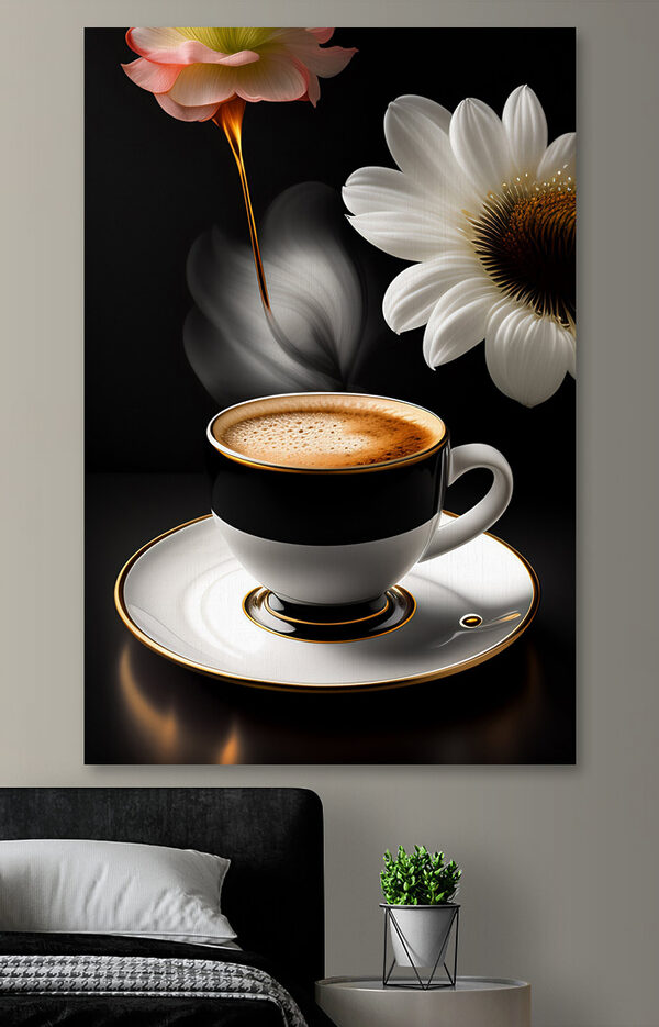 Een kopje koffie en een bloem Een kopje koffie en een bloem