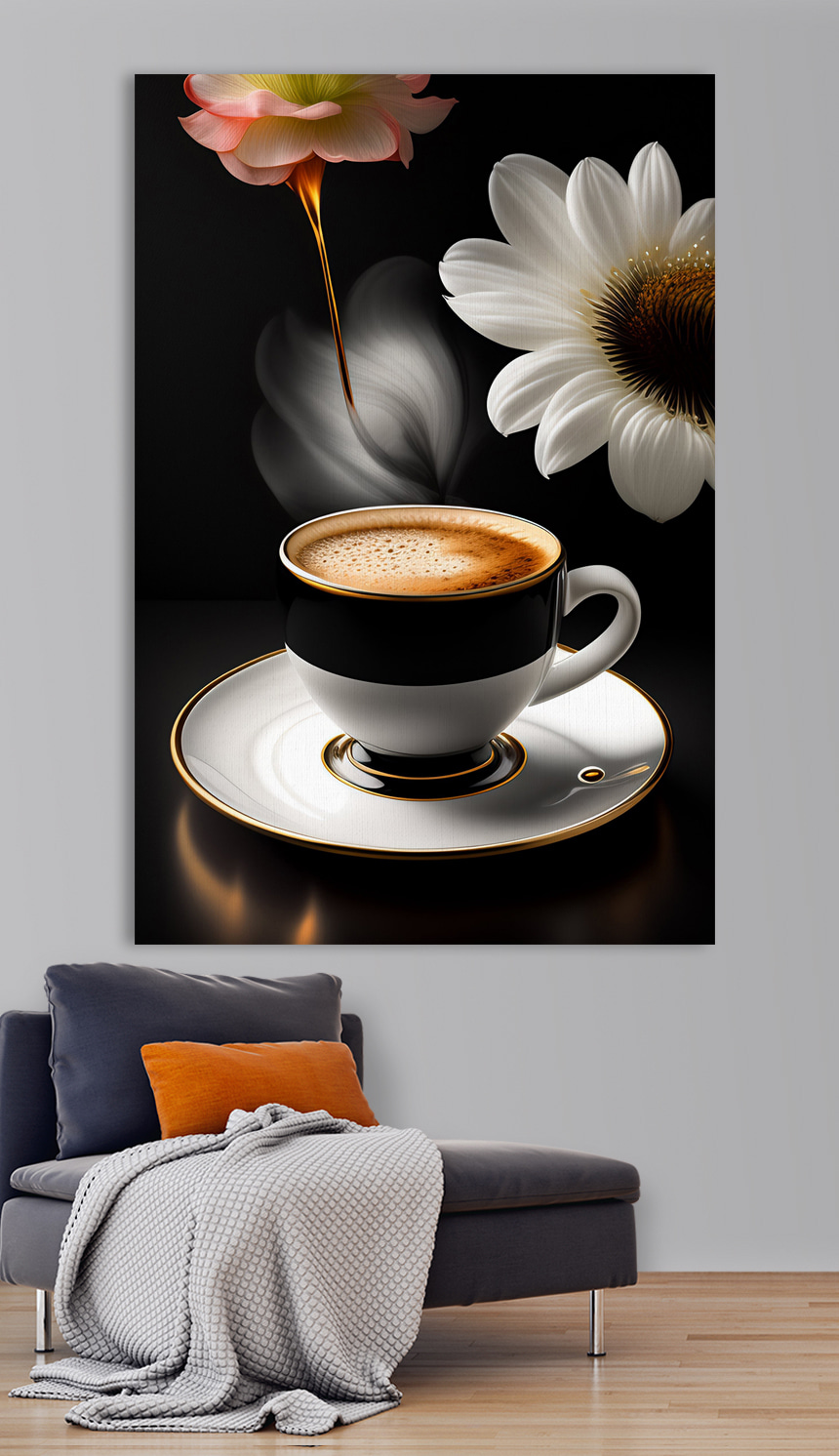 Een kopje koffie en een bloem Een kopje koffie en een bloem