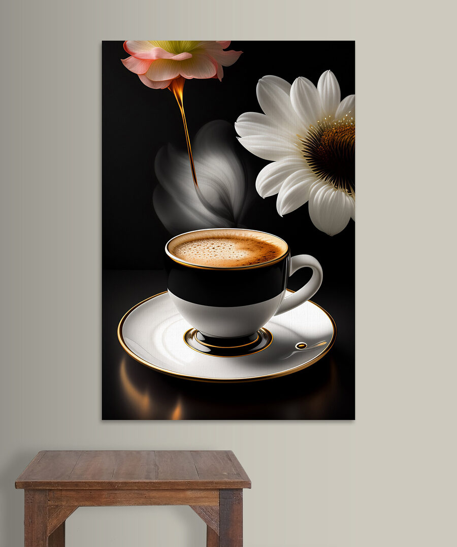 Een kopje koffie en een bloem Een kopje koffie en een bloem