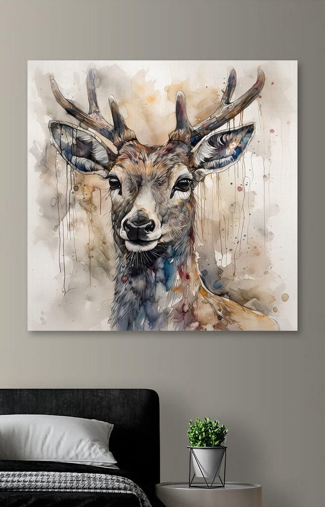 A watercolor of a deer