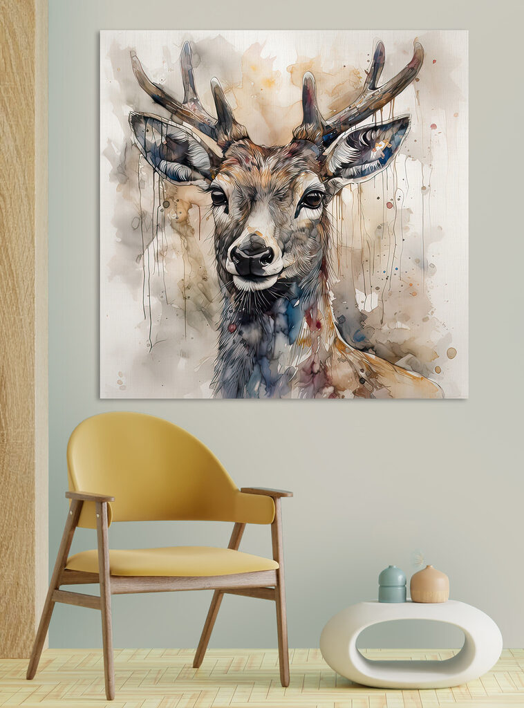 A watercolor of a deer