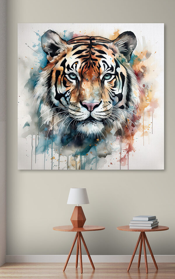 Een schilderij van een tijger Een schilderij van een tijger