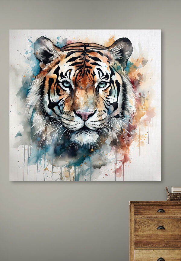 Een schilderij van een tijger Een schilderij van een tijger