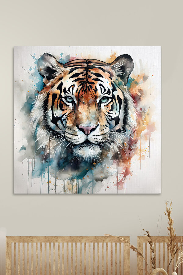 Een schilderij van een tijger Een schilderij van een tijger